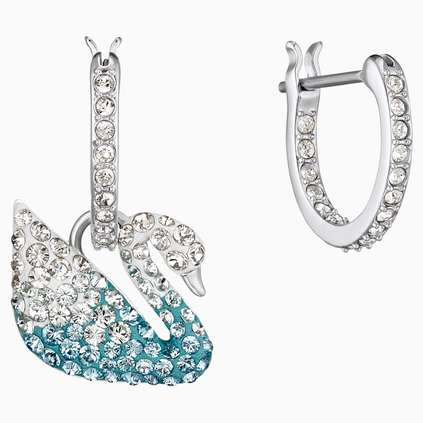 Swarovski Iconic Swan Earrings In Blue Rhodium Plating